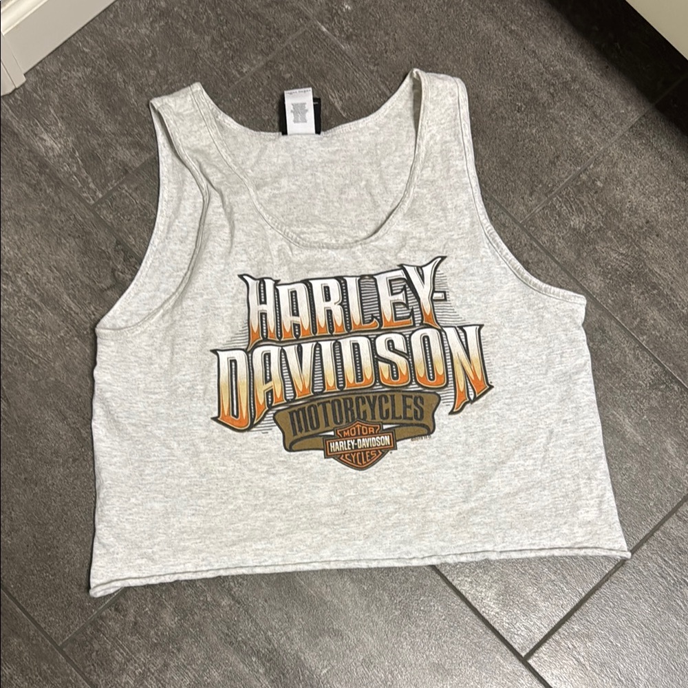 ✨MIDWEST PRINCESS✨Harley-Davidson Gray Crop Top (Handcut) Size M